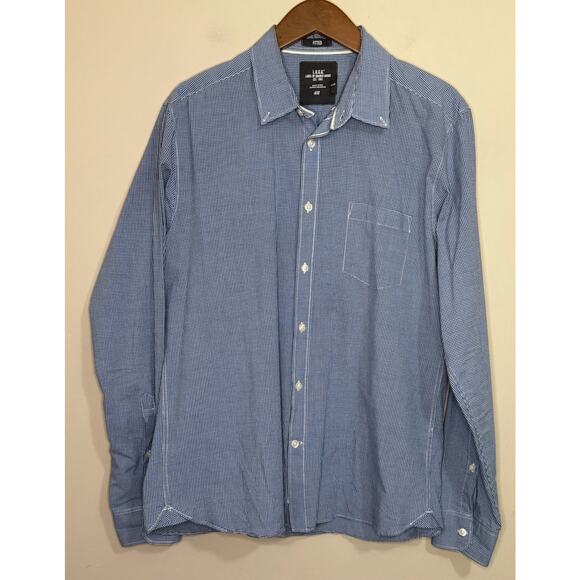 LOGG Fitted Button Shirt Men Large Blue Check Plaid Cotton Label of Graded Goods - Picture 1 of 5
